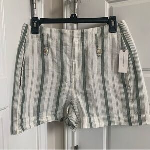 Anthropologie Striped Linen Blend Shorts, Size 2